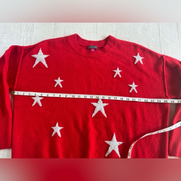 VINCE CAMUTO Womens Red & White Star Long Sleeve Crew Neck Sweater size Large - Picture 4 of 8